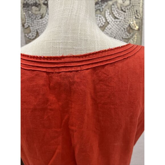 H&M Red V-Neck Dress With Sequin Trim & Short Sleeves - Womens 14 - Picture 8 of 9